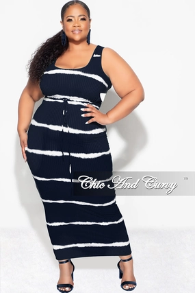 Final Sale Plus Size Ribbed 2pc Crop Drawstring Top and Pencil Skirt in Black and White ReinforcedBeltLoops