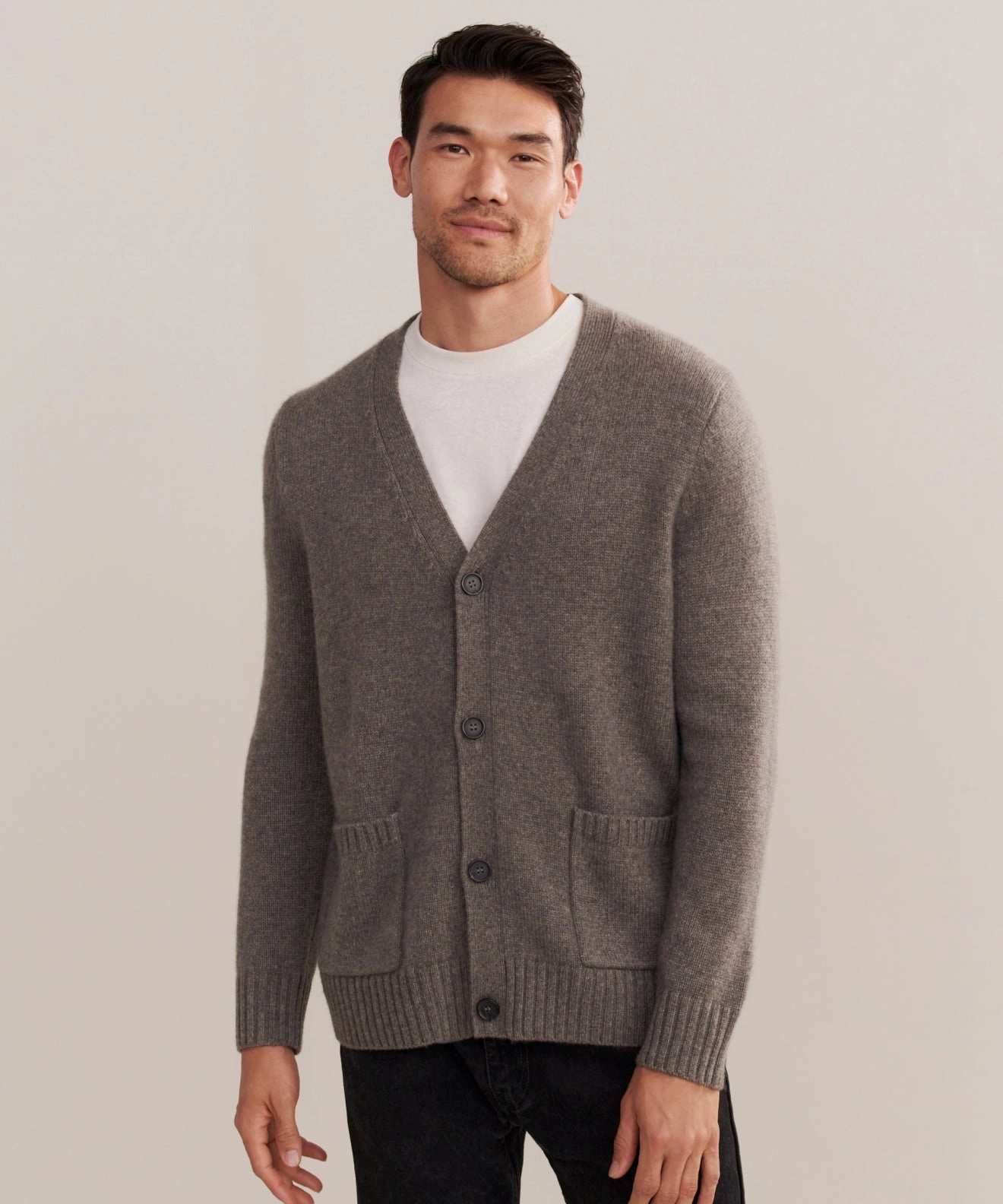 Textured Weave Men's Cashmere Cardigan