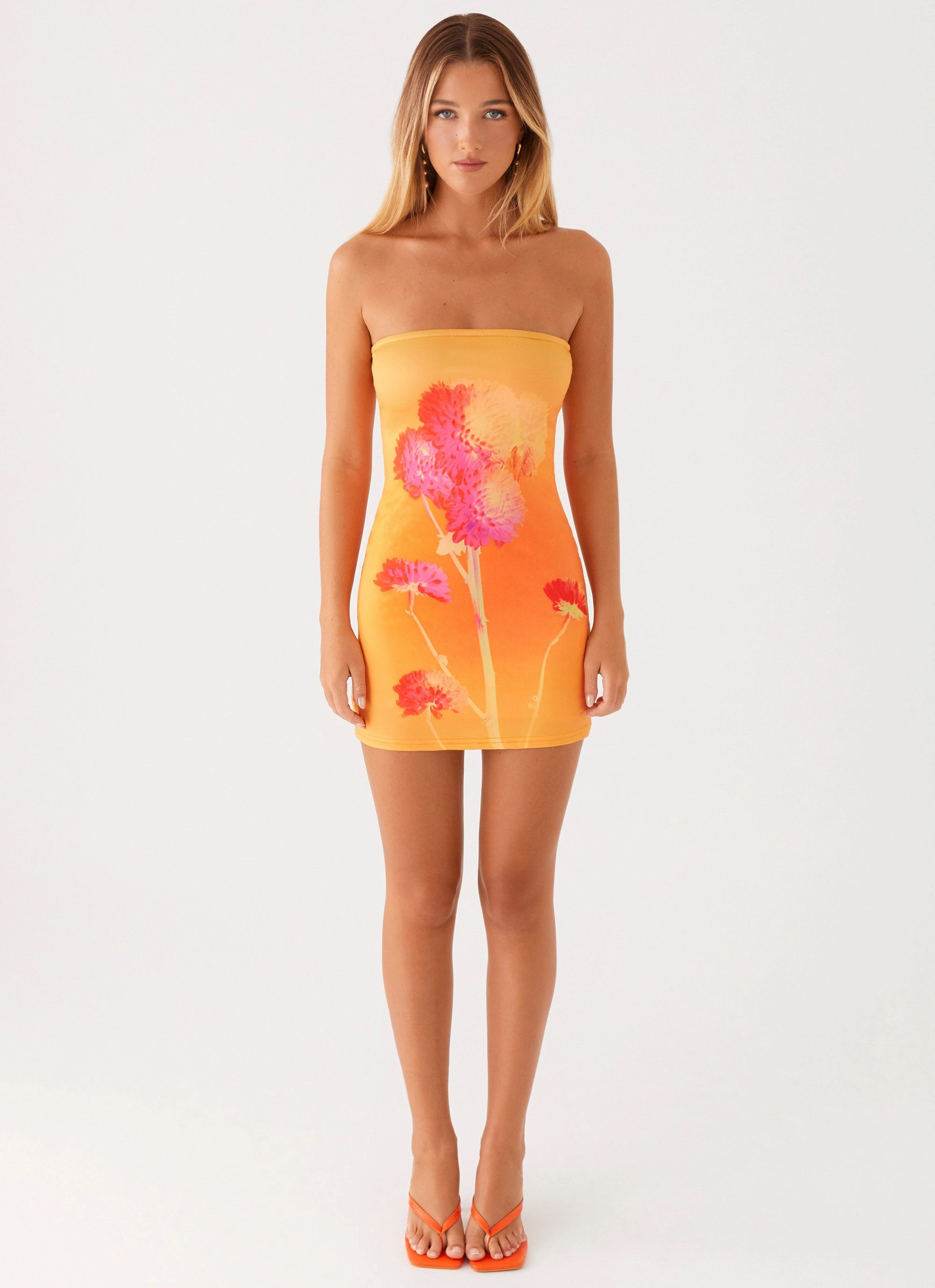 Caroline Mini Dress - Orange Floral Smooth Layering