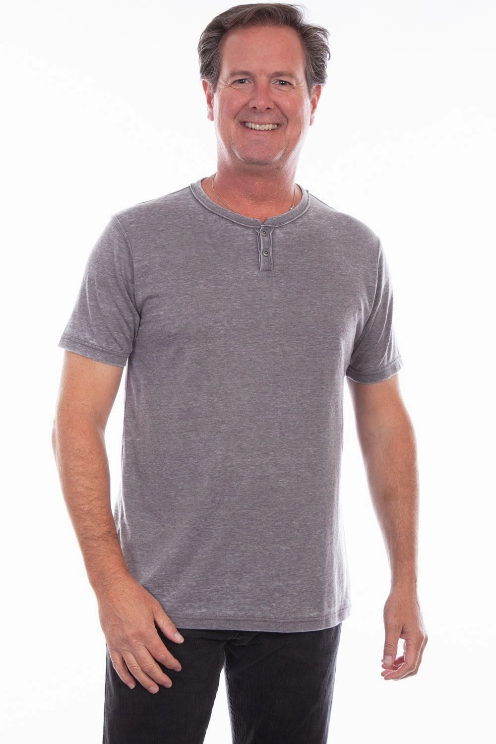 Scully Mens Charcoal 100% Cotton Henley S/S T-Shirt Ergonomic Sleeve Cut Non Irritating Seams