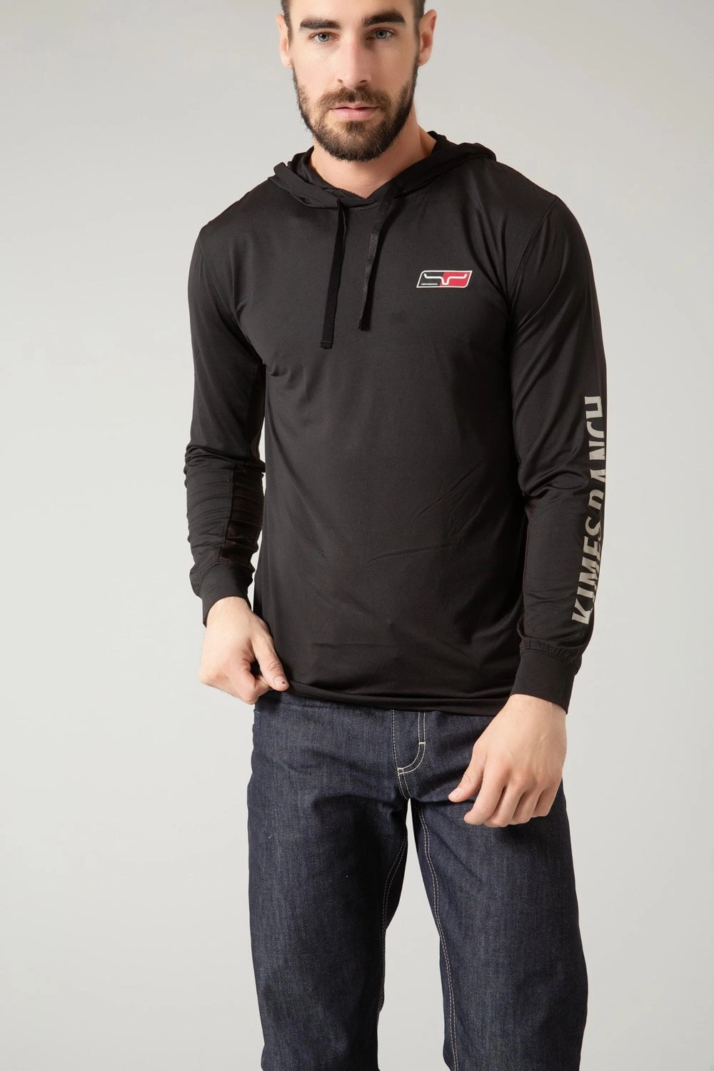 Fit for Everyone Kimes Ranch Mens Ninja Hood Tech Tee Black Poly/Spandex L/S T-Shirt