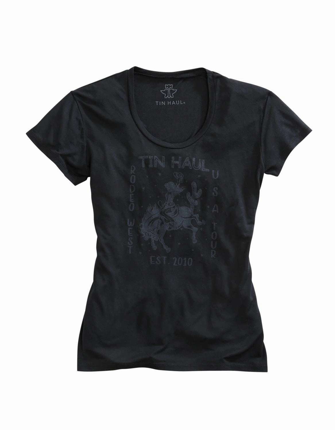 Tin Haul Womens Black/Grey Poly/Rayon Cowgirl S/S T-Shirt Thermal regulation