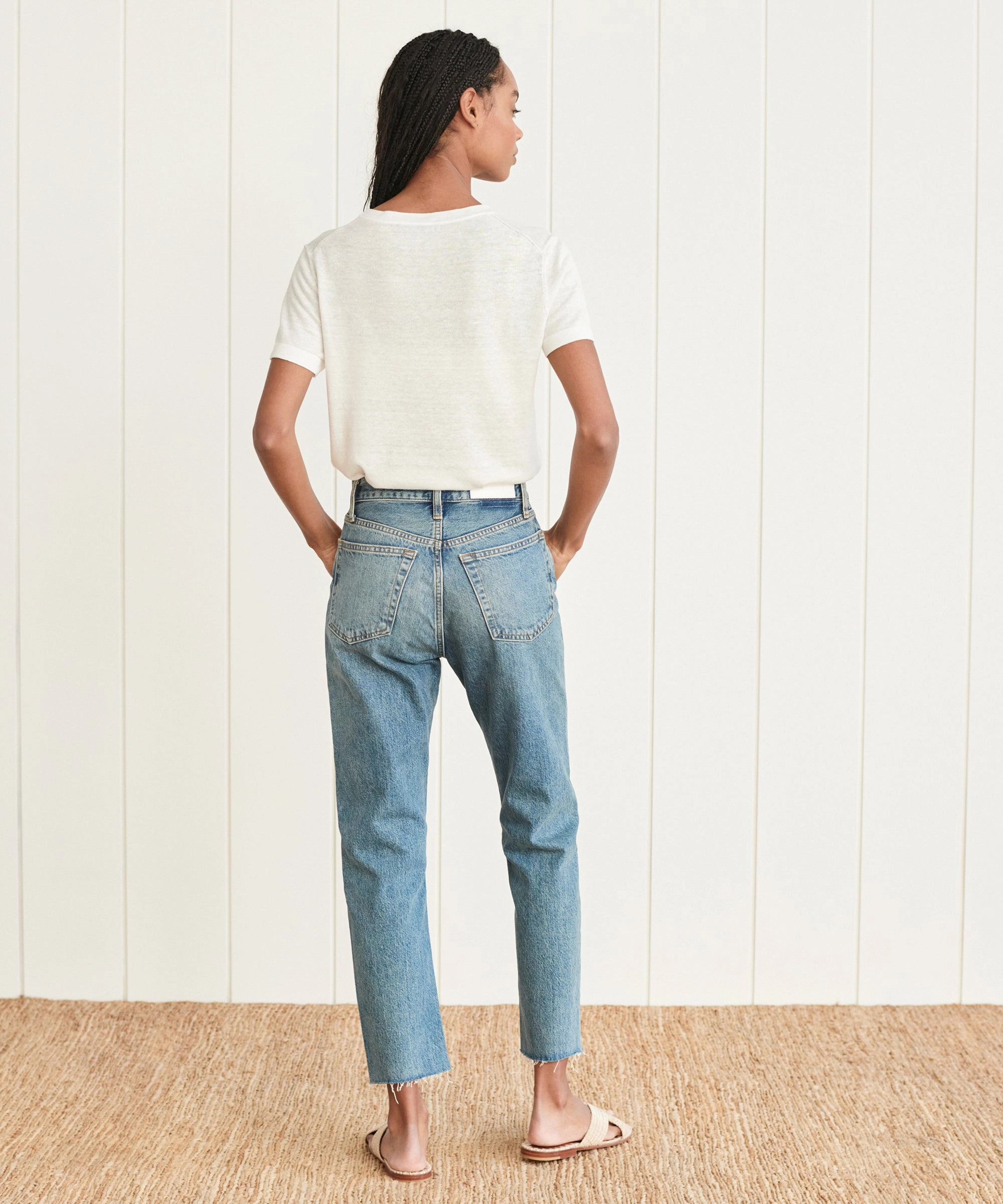 High Rise Stove Pipe Jean Recycled fibers