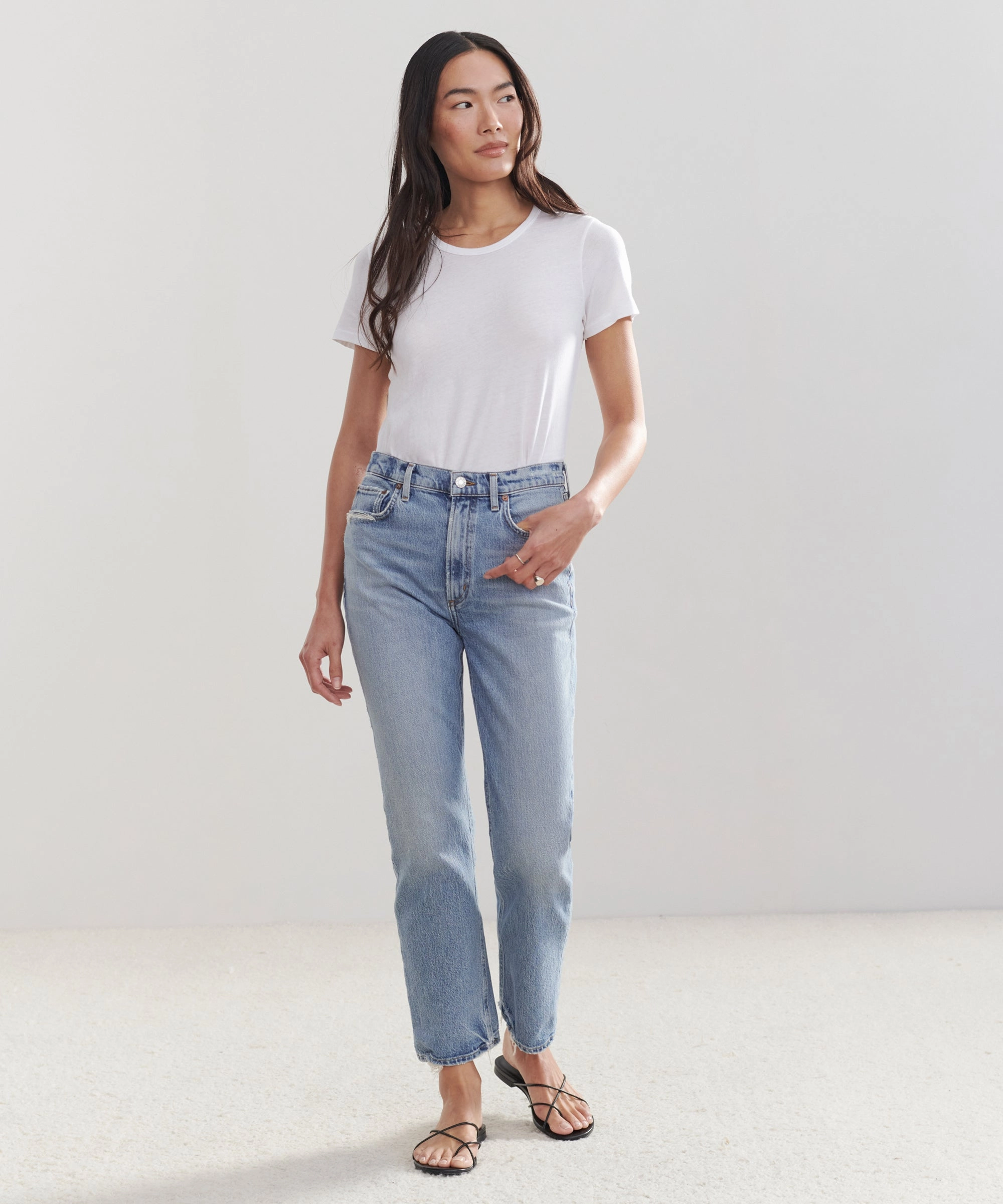 Breathable Layer High Rise Stovepipe Jean