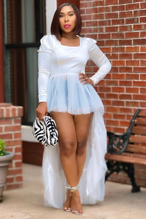 Eunice Tulle Extension/Attached Skirt Statement Top Winter Wrap