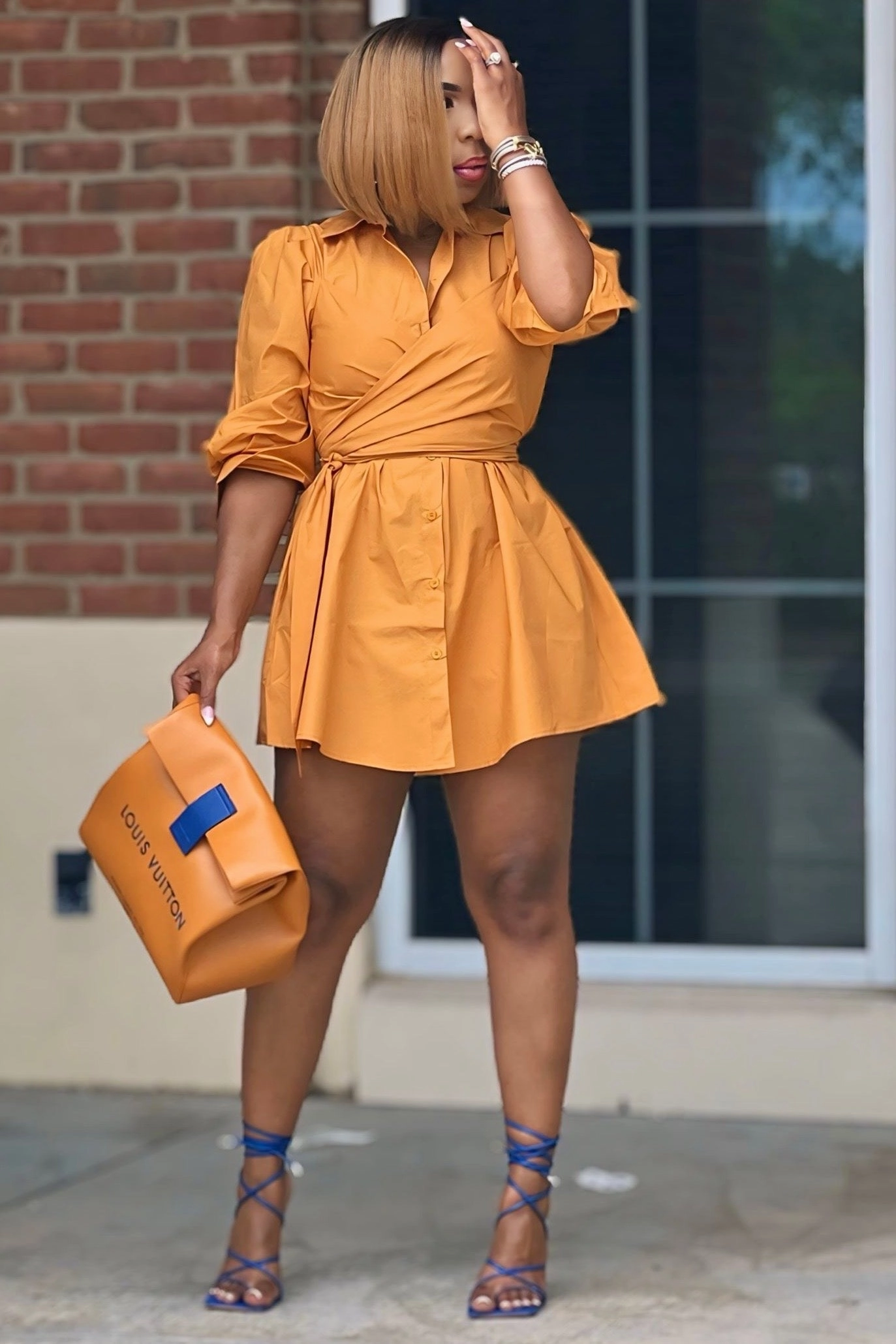 The Power Move Shirt Dress-Apricot Versatile Comfort Mini-Length