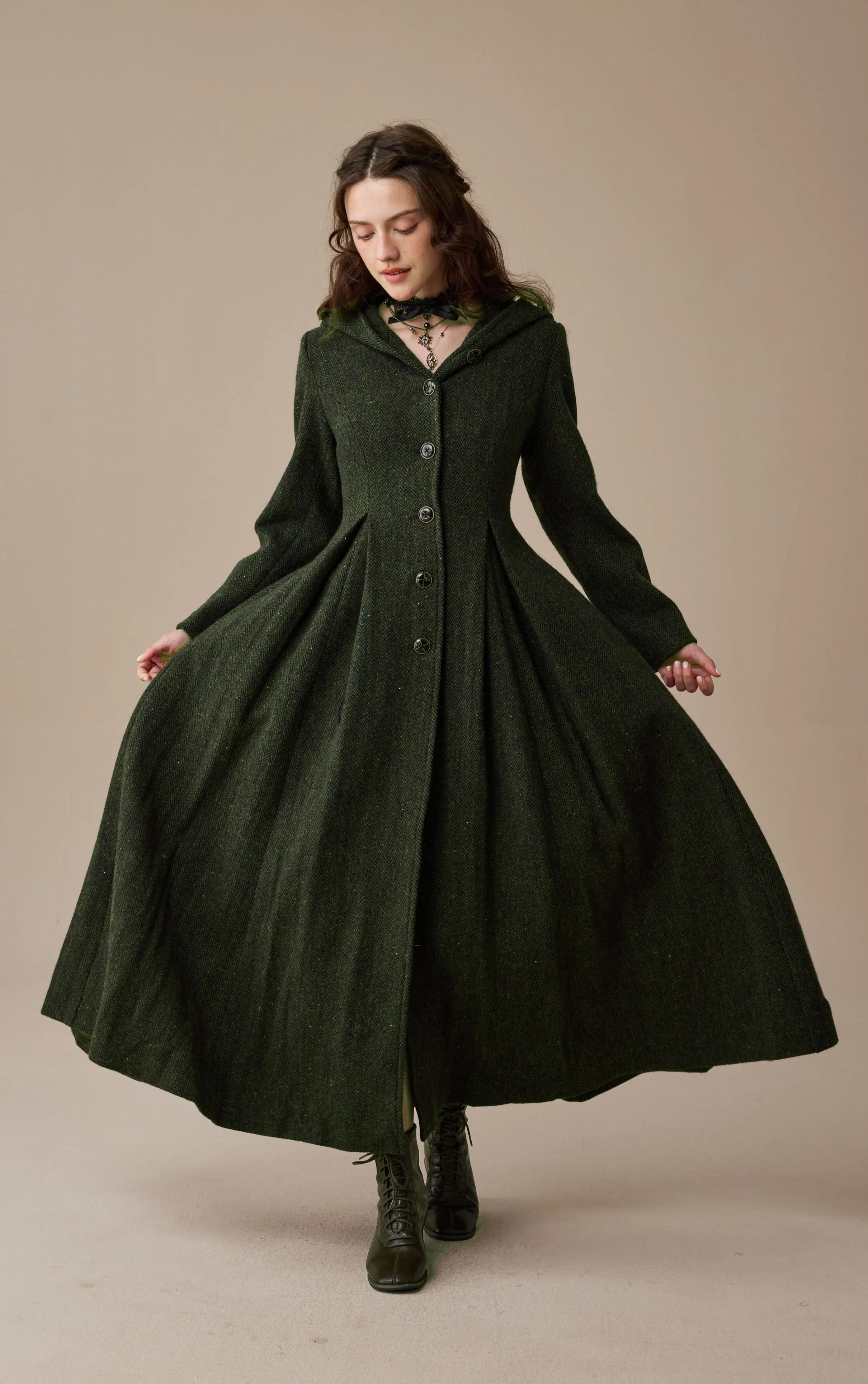 Rolled Hem Finish Reinforced Hem Stitching My Fair Lady 26 | Hooded Wool Coat