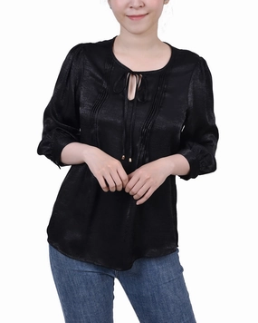 Elbow Sleeve Satin Blouse Reflective Trim Details Temperature Control Technology