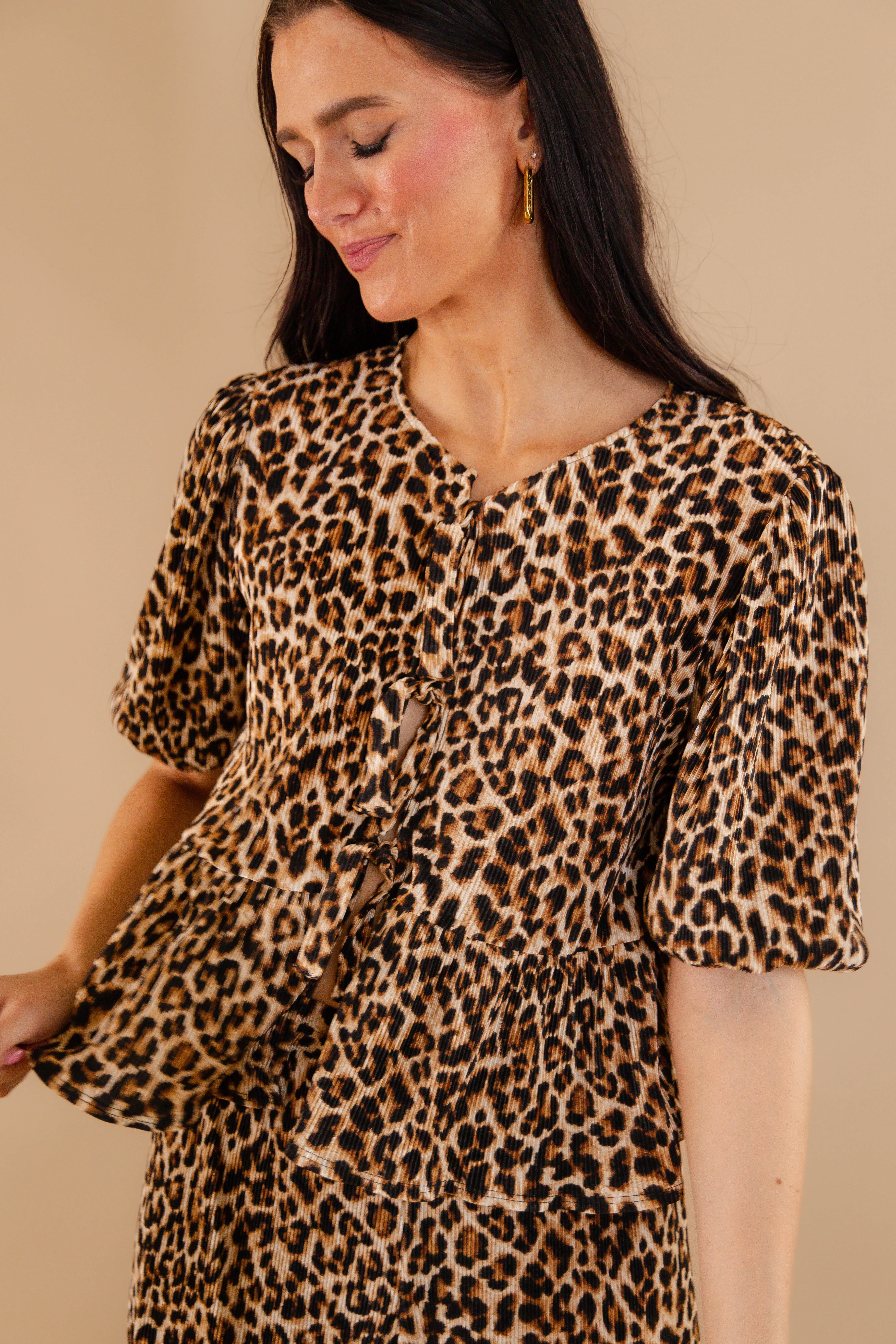 More Authenticity Ribbed Blouse AntiBacterial Coating Stretch Fit Top