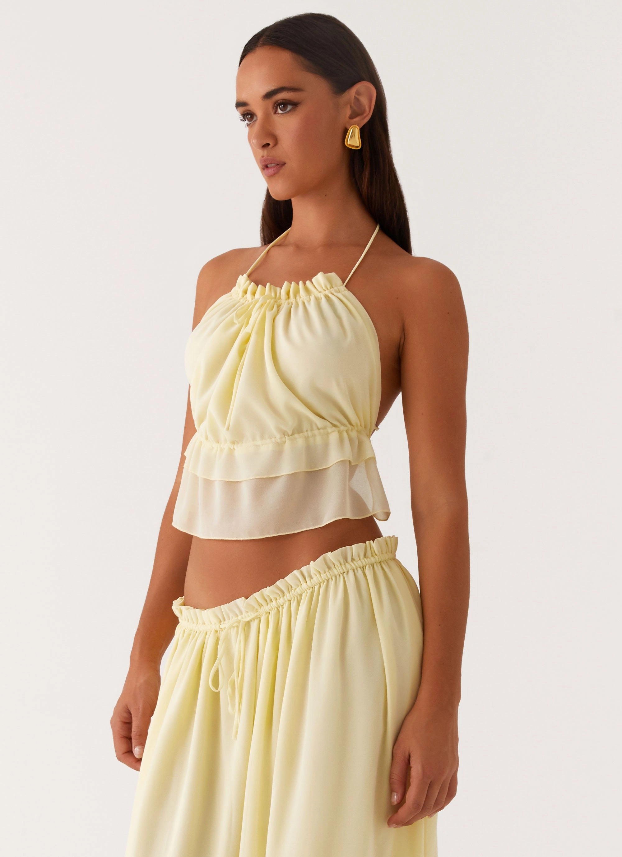 Zaya Backless Top - Yellow Minimalist-Look