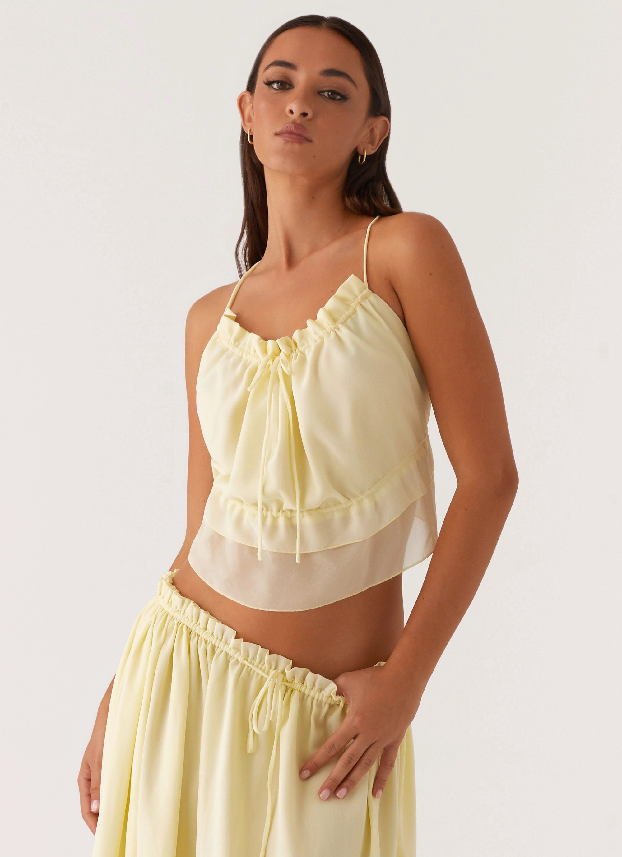 Zaya Backless Top - Yellow Anti Sag Fabric