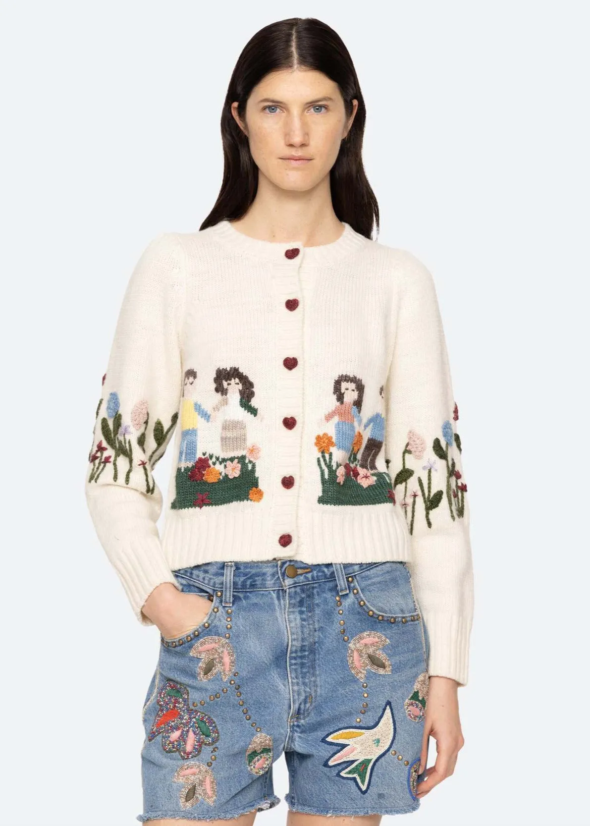 Sea NY Wendie Knit Long Sleeve Cardigan Antimicrobial Treatment Stretchable Knit