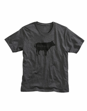 Tin Haul Mens Dark Heather Grey Cotton Blend Beef S/S T-Shirt Winter Collection Cozy Feel