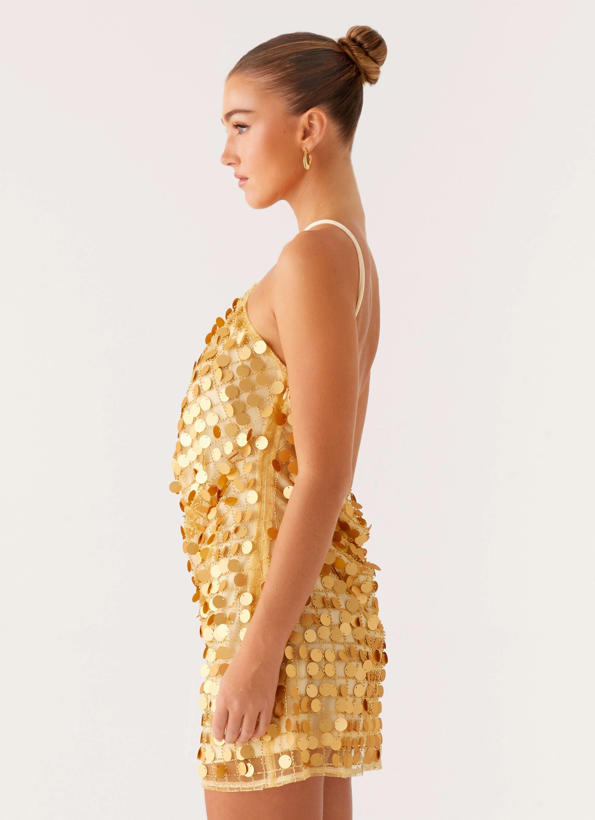 Xander Sequin Mini Dress - Gold Understated Charm Wrinkle-Free-Finish