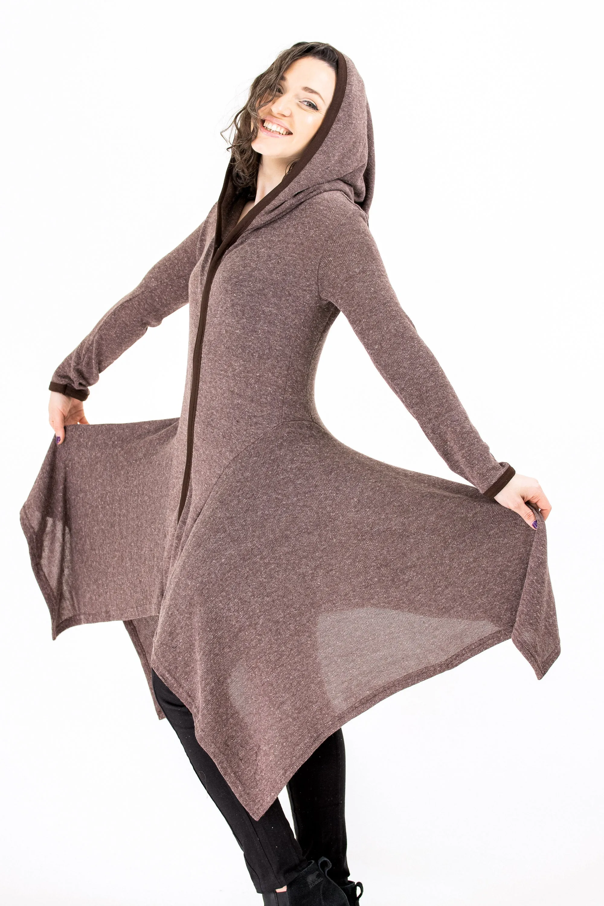 Layered Comfort Look Flexible Fleece Lining Sweater Rag Coat