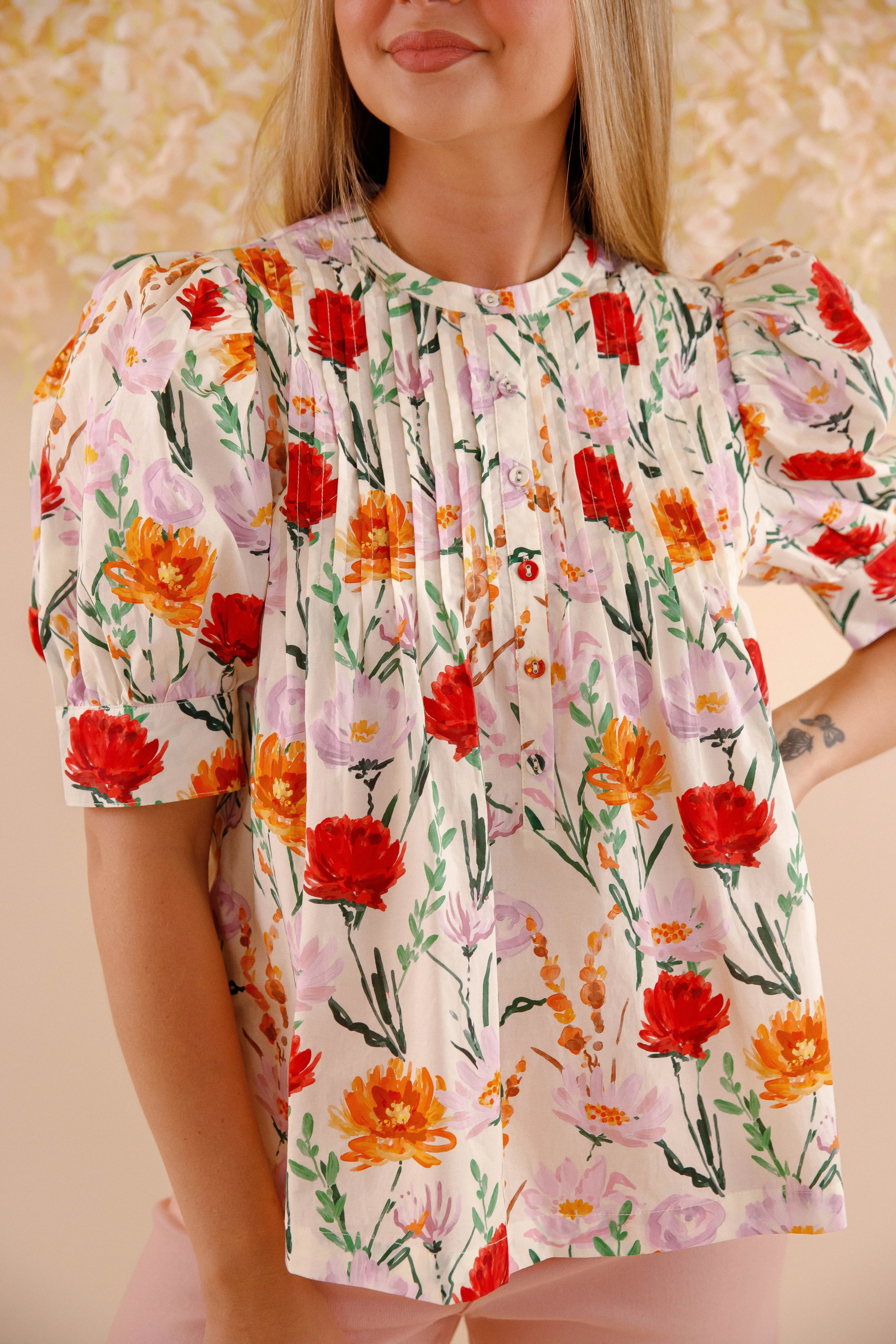 In My Garden Blouse AntiStatic Weave Recycled Polyester Blend