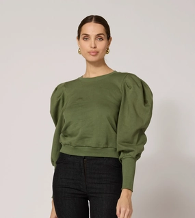 Stretch Fit AdjustableDrawstring Indi Sweatshirt | Army Green