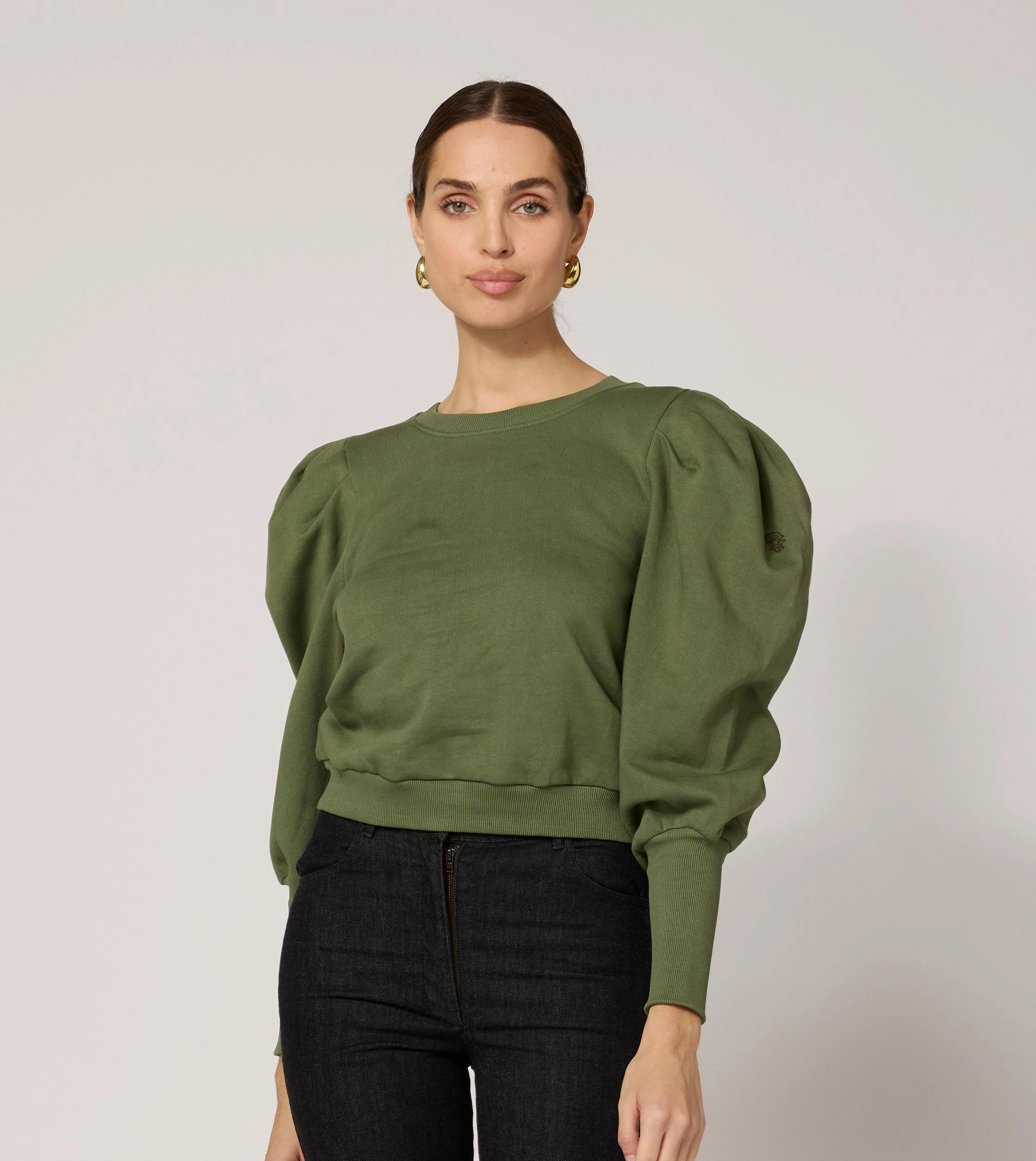 Stretch Fit AdjustableDrawstring Indi Sweatshirt | Army Green