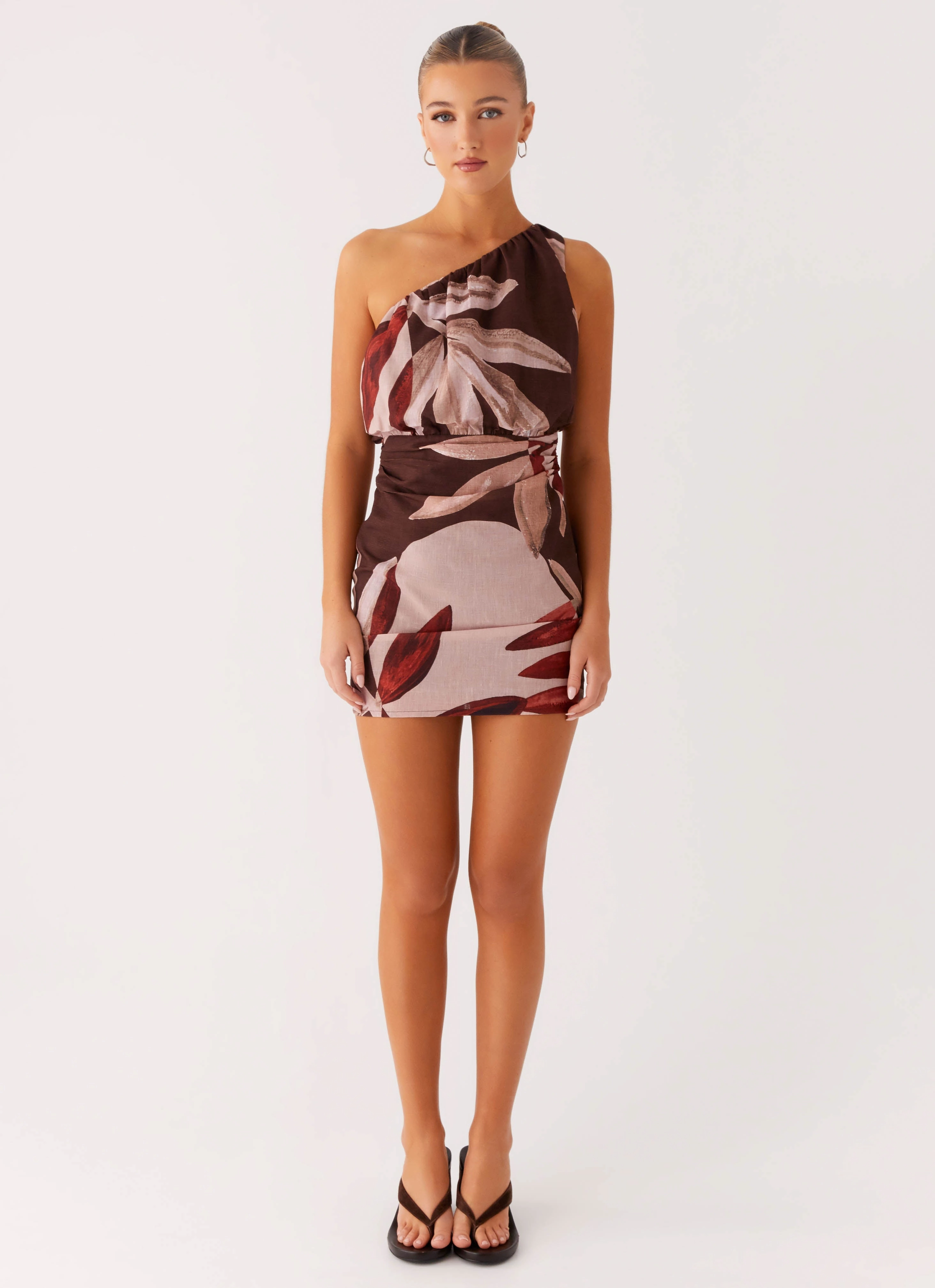 Crisp Finish Playful-Detail Indianna Mini Dress - Cinnamon Palm