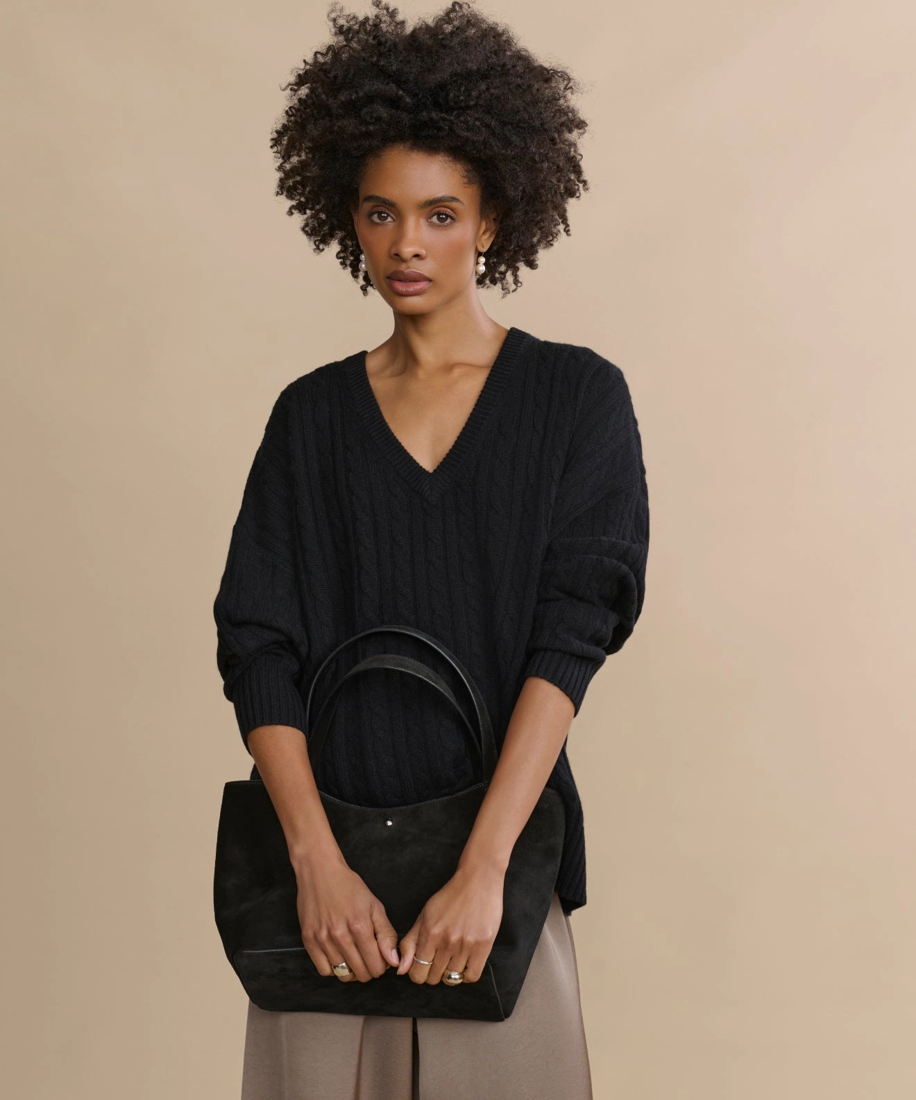 Nell V-Neck Sweater Durable Reinforced Elbows