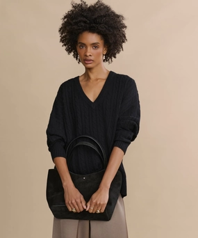 Nell V-Neck Sweater Durable Reinforced Elbows