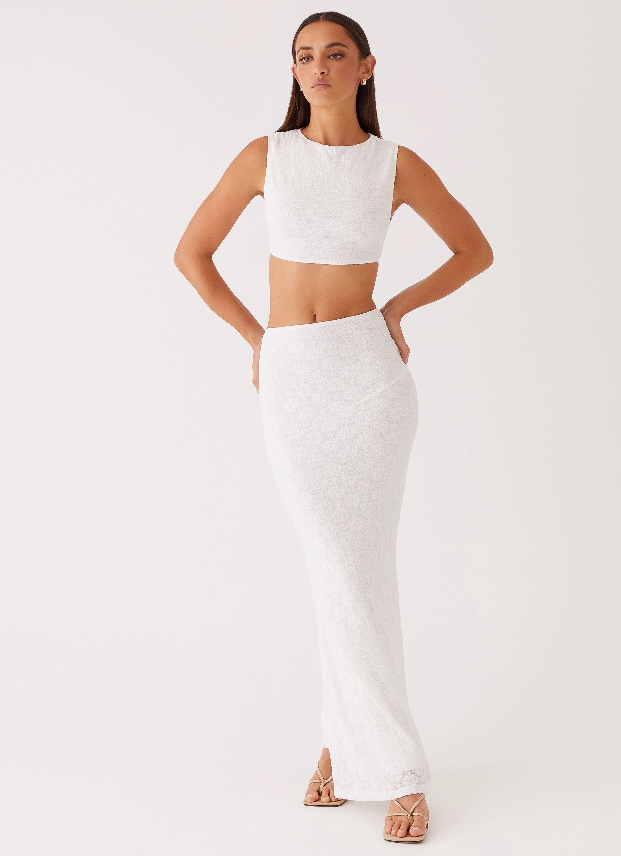 Issey Crop Top - White WrinkleFree Fabric DoubleStitchedSeams