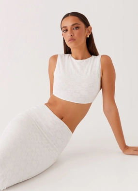 Issey Crop Top - White HighDensity Knit