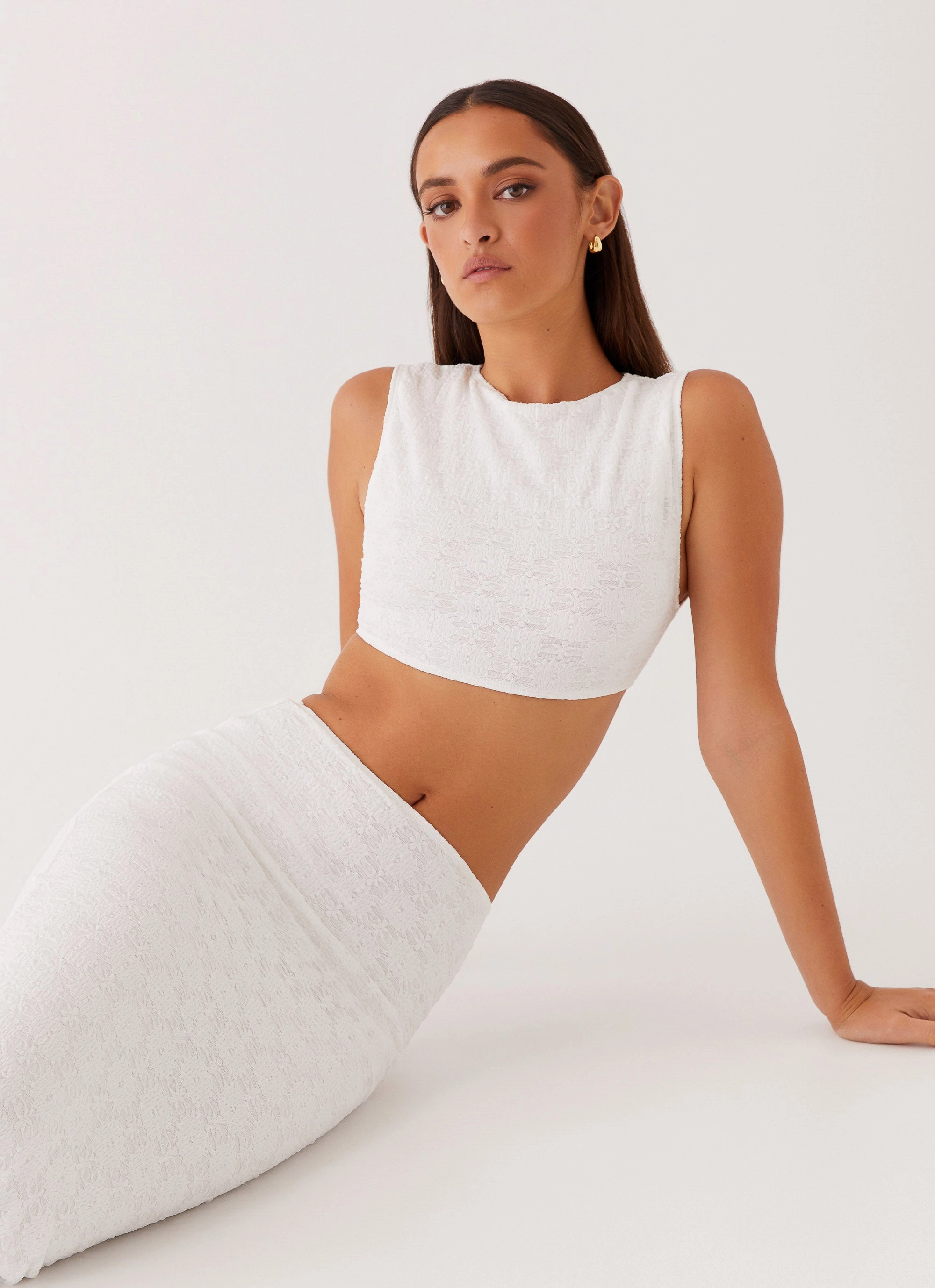 Issey Crop Top - White HighDensity Knit