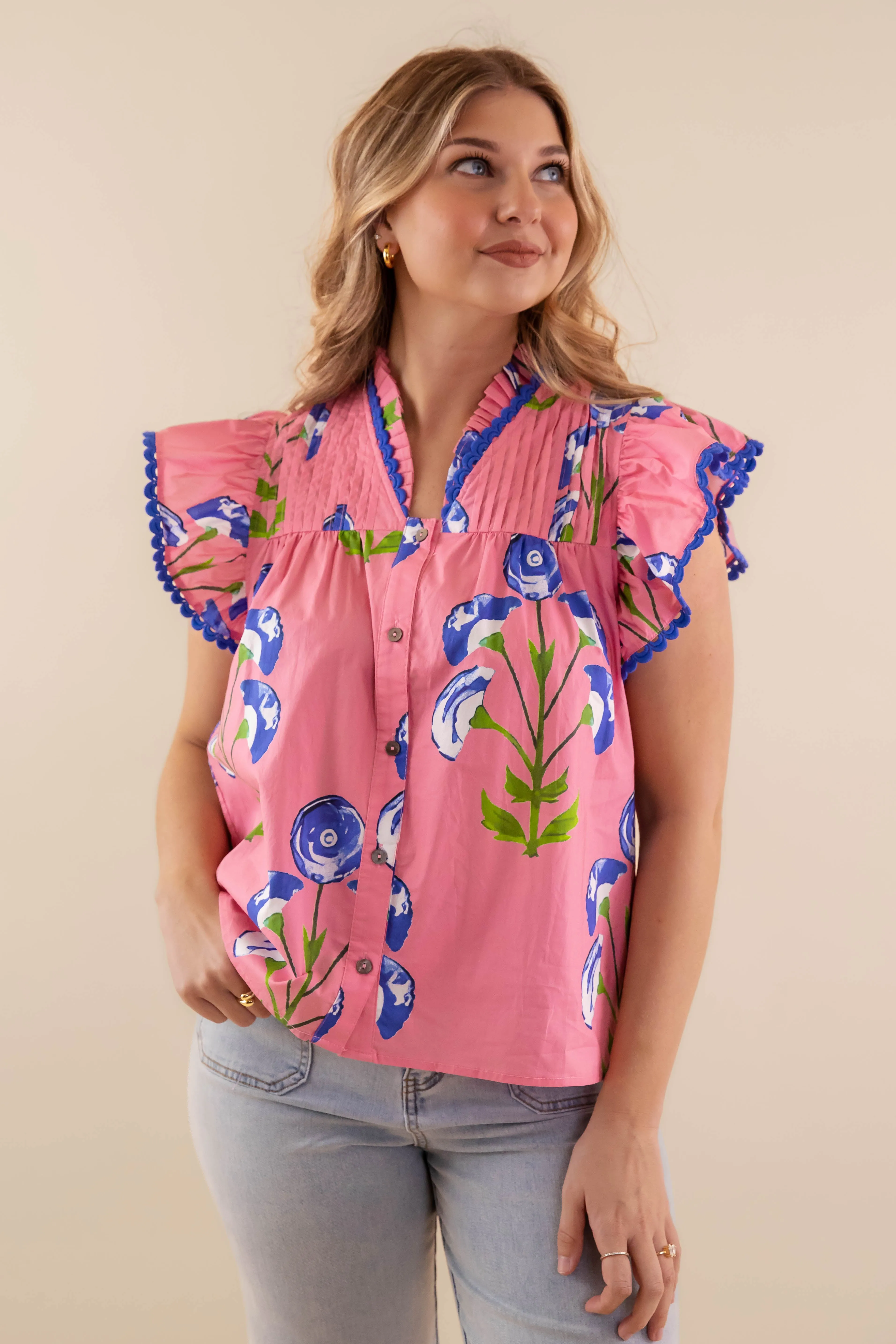 Reinforced Hem Stitching Ergonomic Shoulder Shape It's Been Done Blouse-Pink