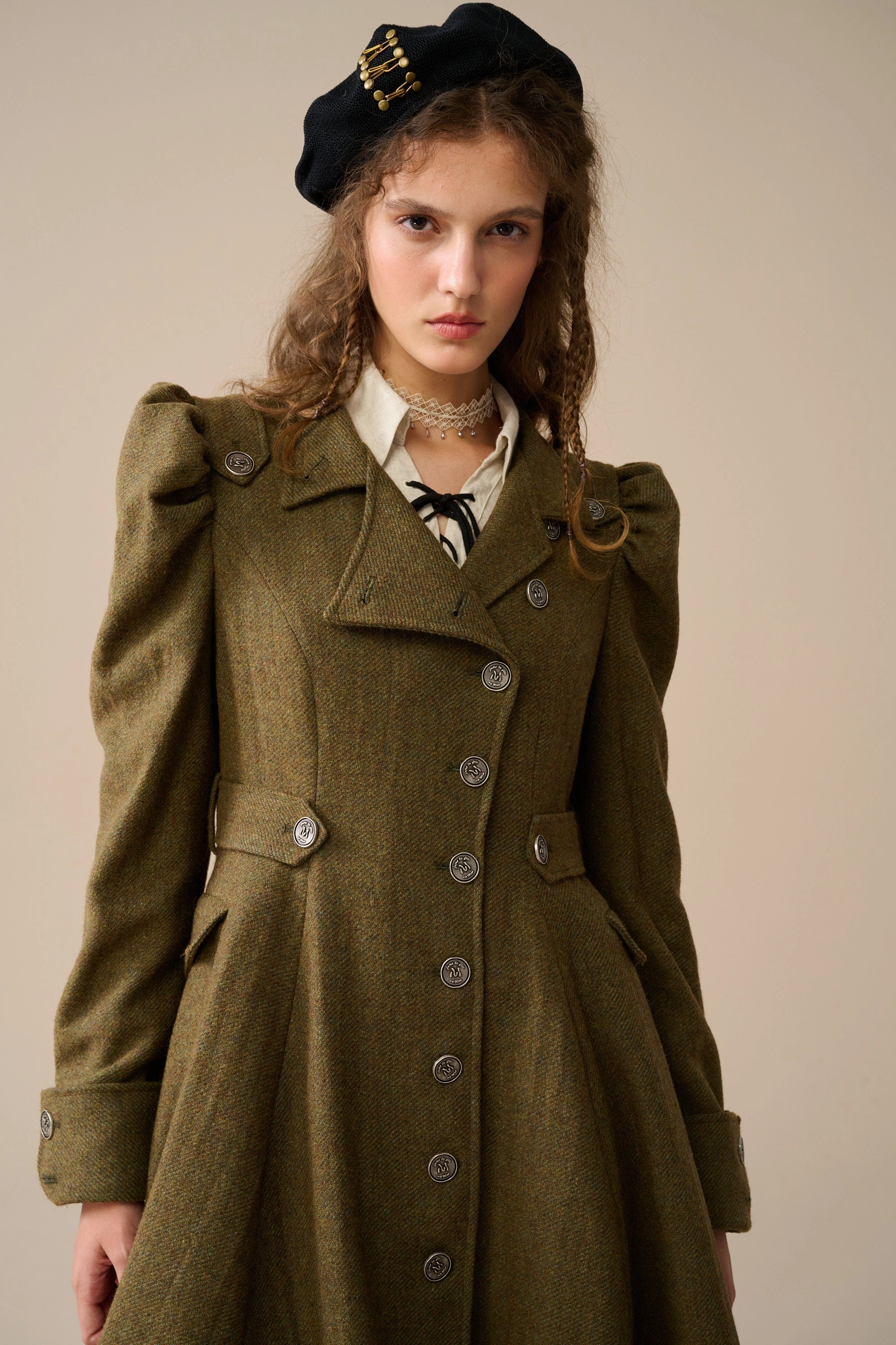 Moisture Wicking Technology Jade 22 | Belted vintage wool coat