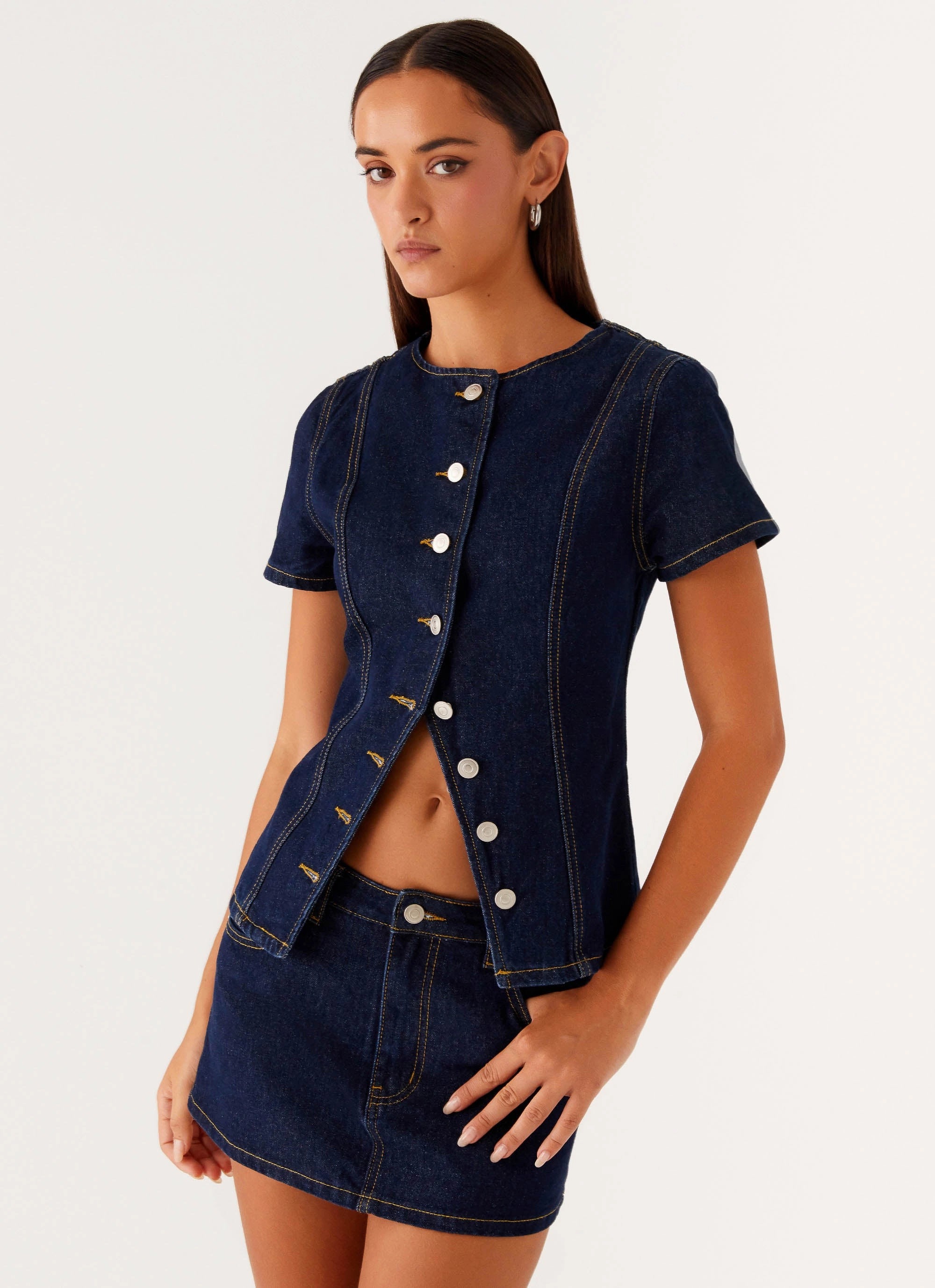 Reflective accents Jagger Top - Indigo