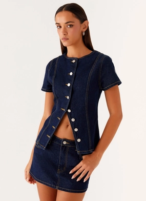 Reflective accents Jagger Top - Indigo
