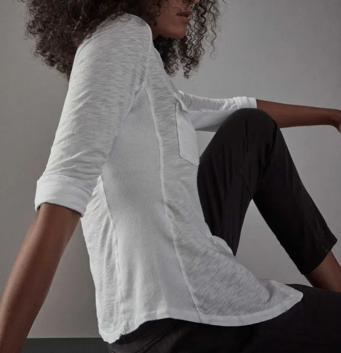 James Perse Contrast Panel Shirt Resilient Fabric Blend