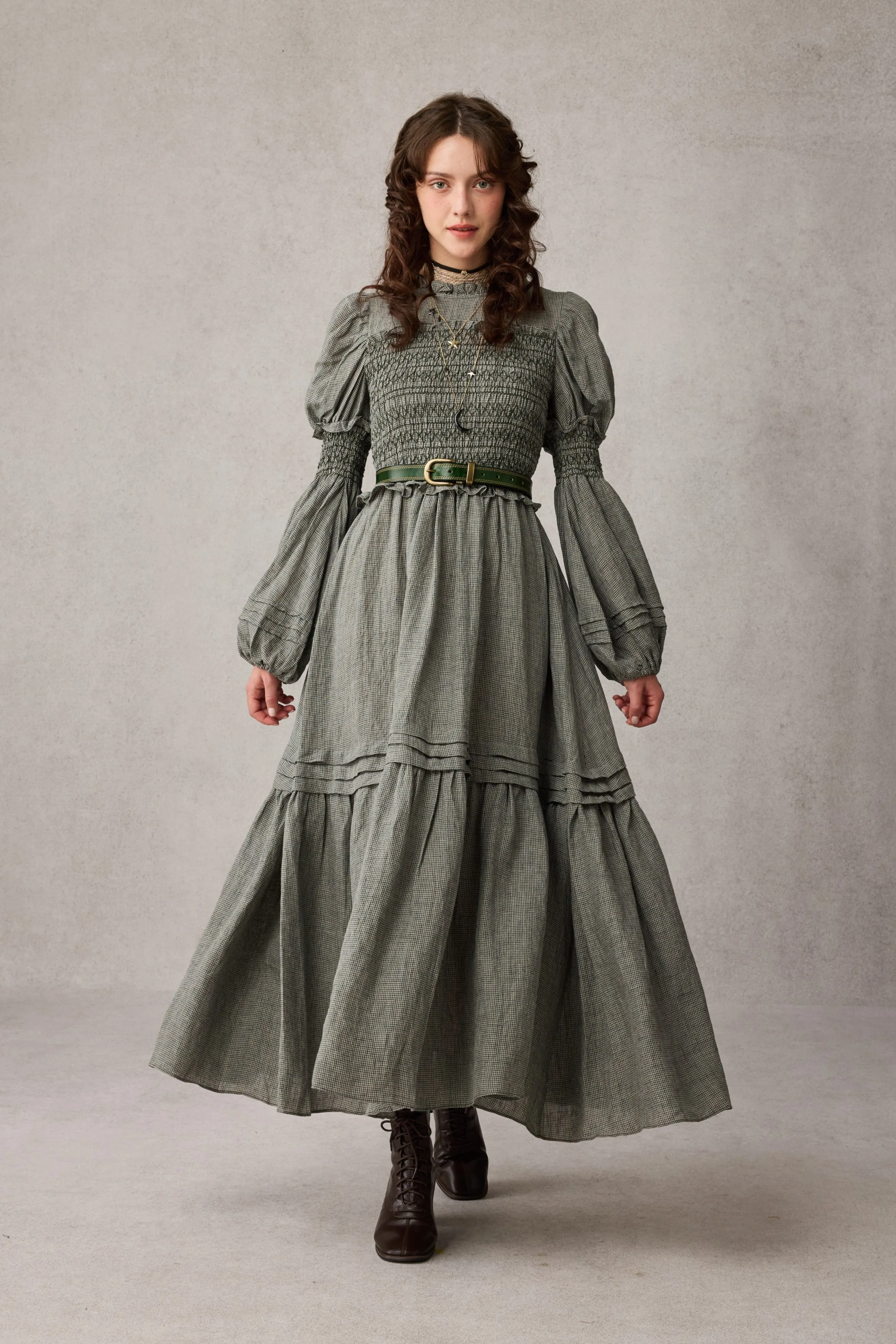 Jane 33 |Edward Smocking Linen Dress Chemise Double Stitched Seams