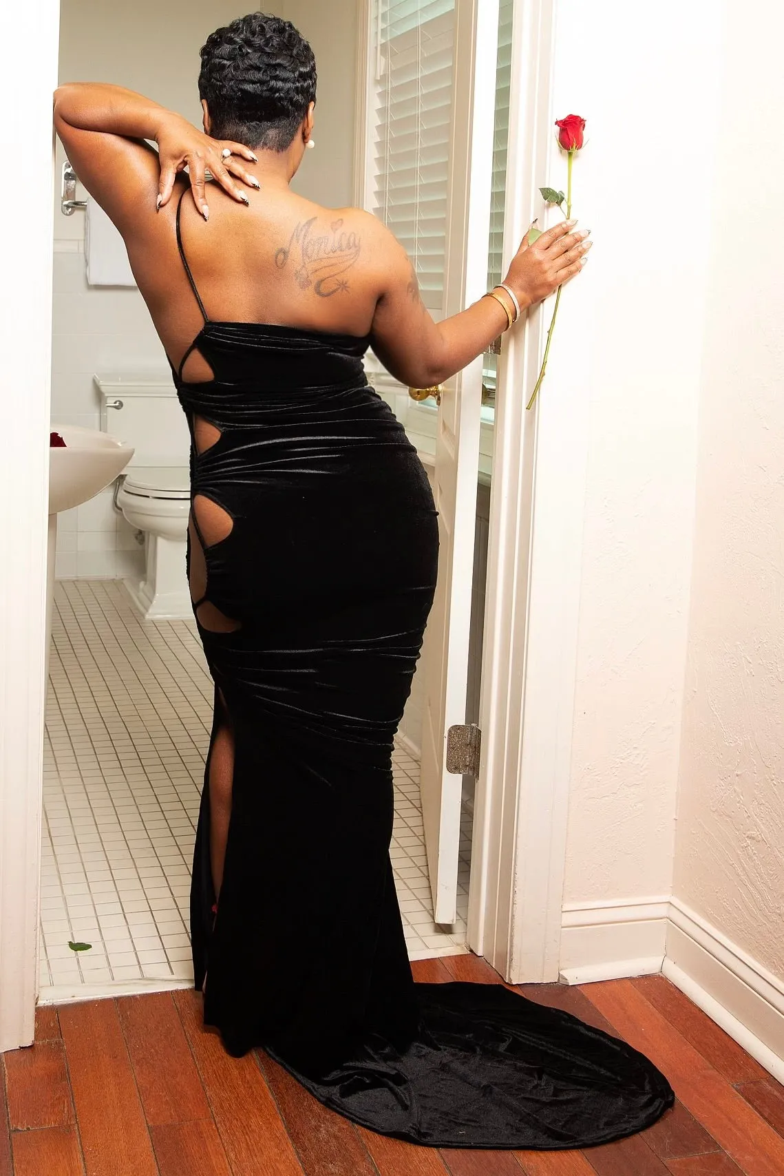 Jane Cut Out Detail Velvet Mermaid Maxi Skirt WaterRepellentCoating Weekend Ready