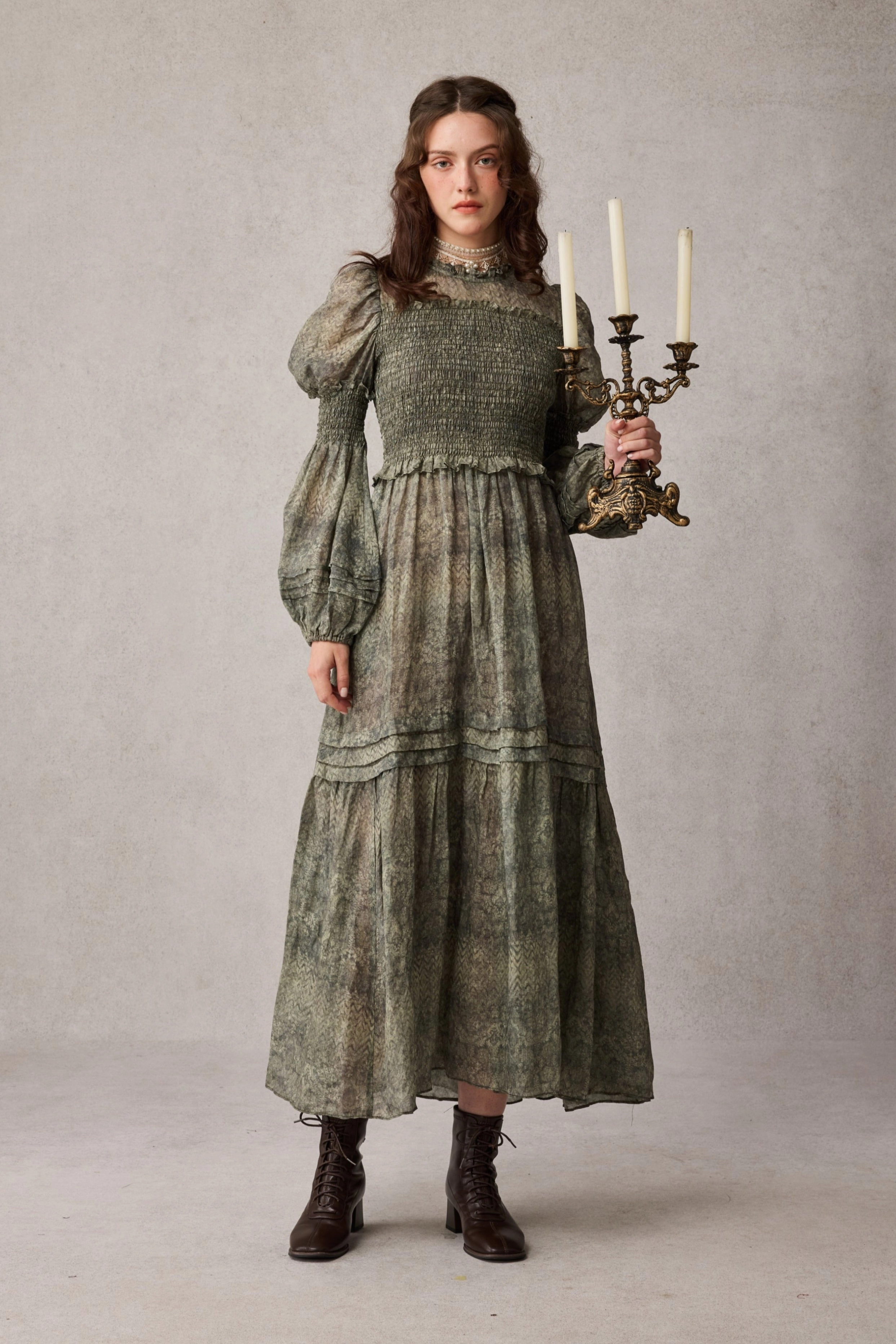 Jane 33 |Edward Smocking Linen Dress Chemise Core Fit Design MoistureWickingLining