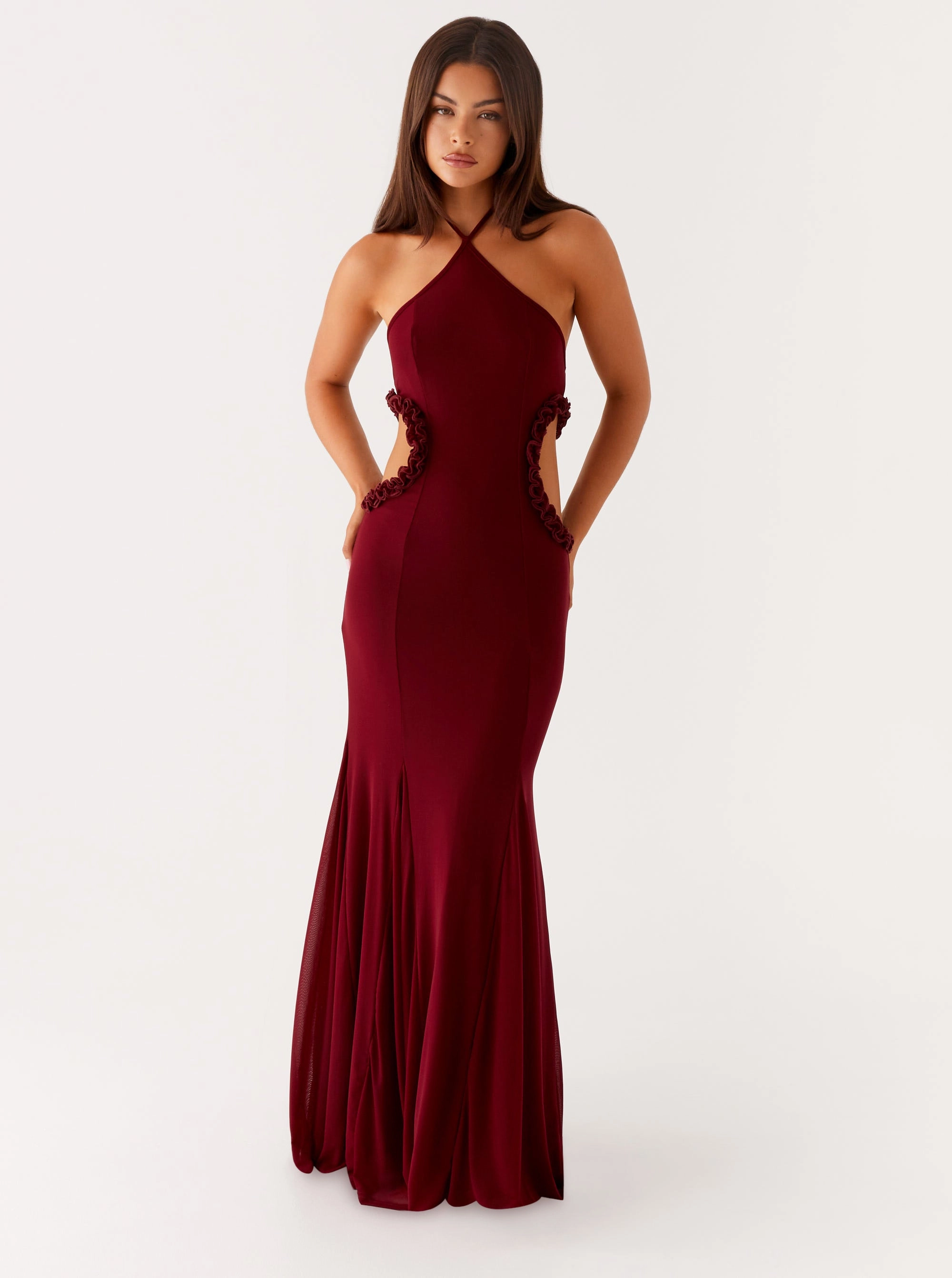 Jemima Maxi Dress - Raspberry Wine Vibrant color Satin Finish
