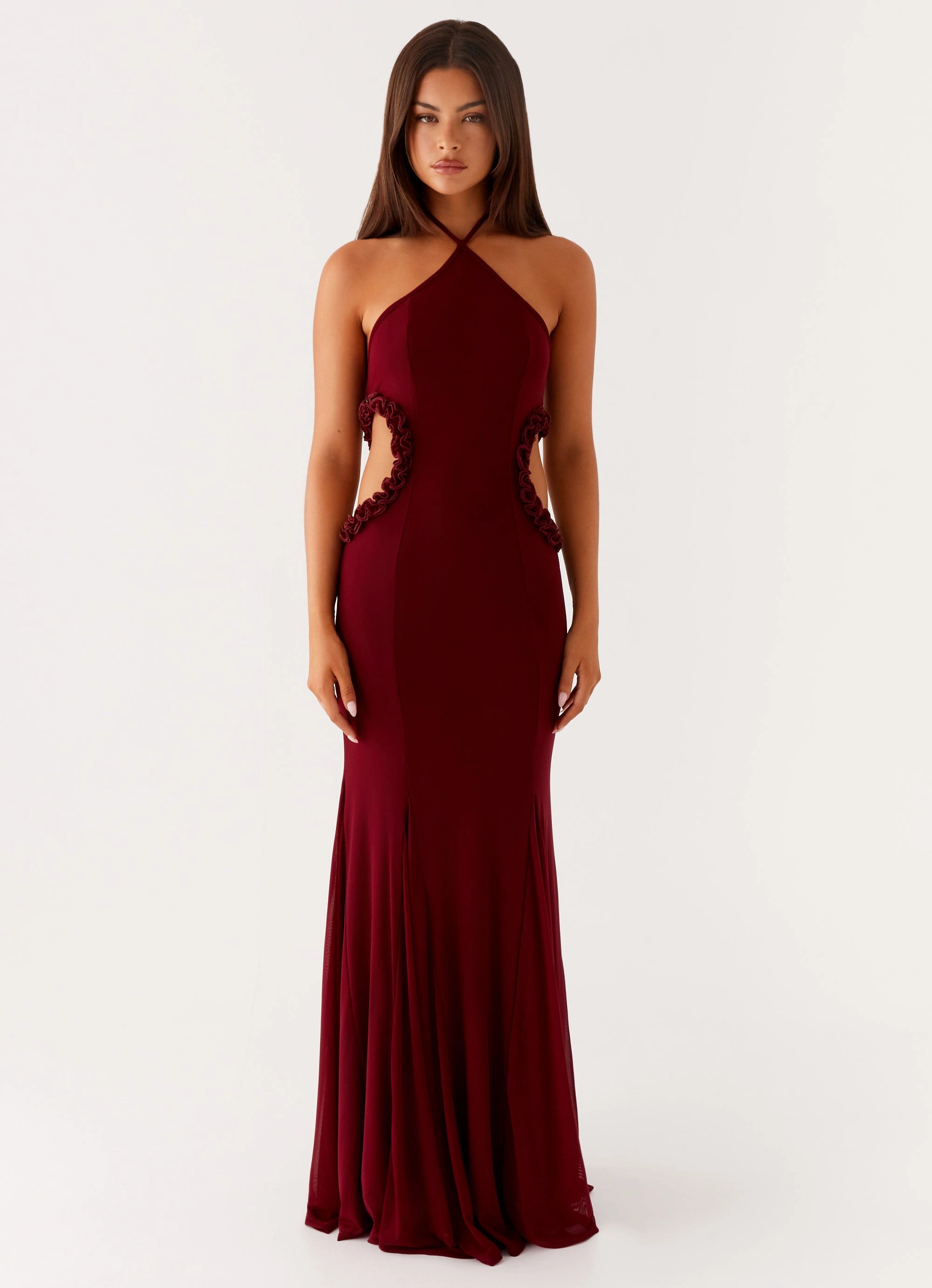 Jemima Maxi Dress - Raspberry Wine Office Glam