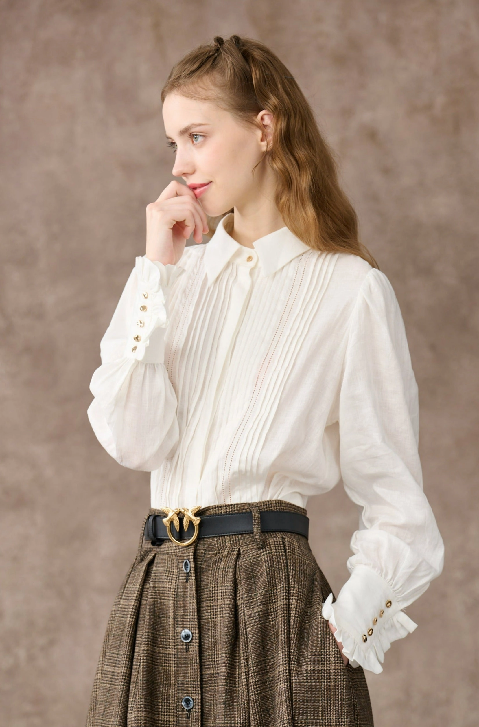 Daily Layered PreShrunk Fabric Jo March 31 | Accordion Pleated Linen Shirt