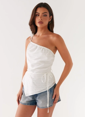 Basic Tank Quick Dry Performance Joanne One Shouder Top - White