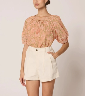 Johana Blouse | Cecil Blush Textured Weave Ventilated Panels