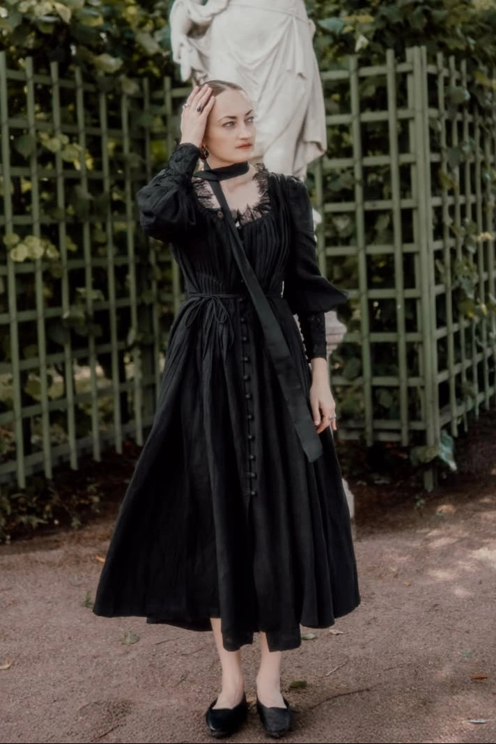 Clean Lines Slim Fit Design Josefina 19 | Dreamy Pleated Linen Dress Gown