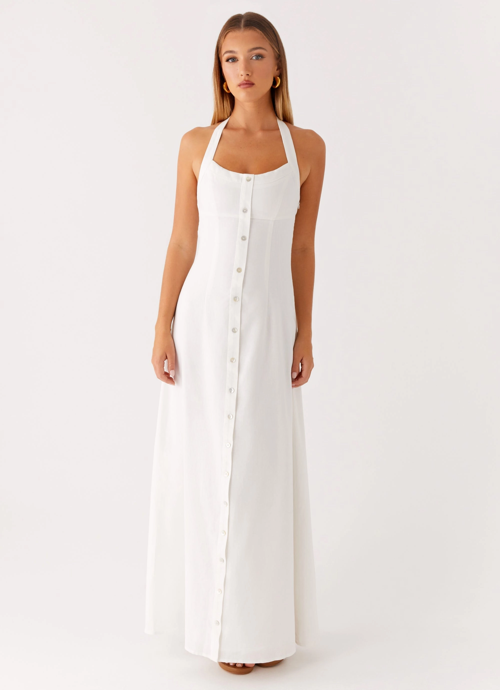 Jovanni Maxi Dress - White Sleek Silhouette