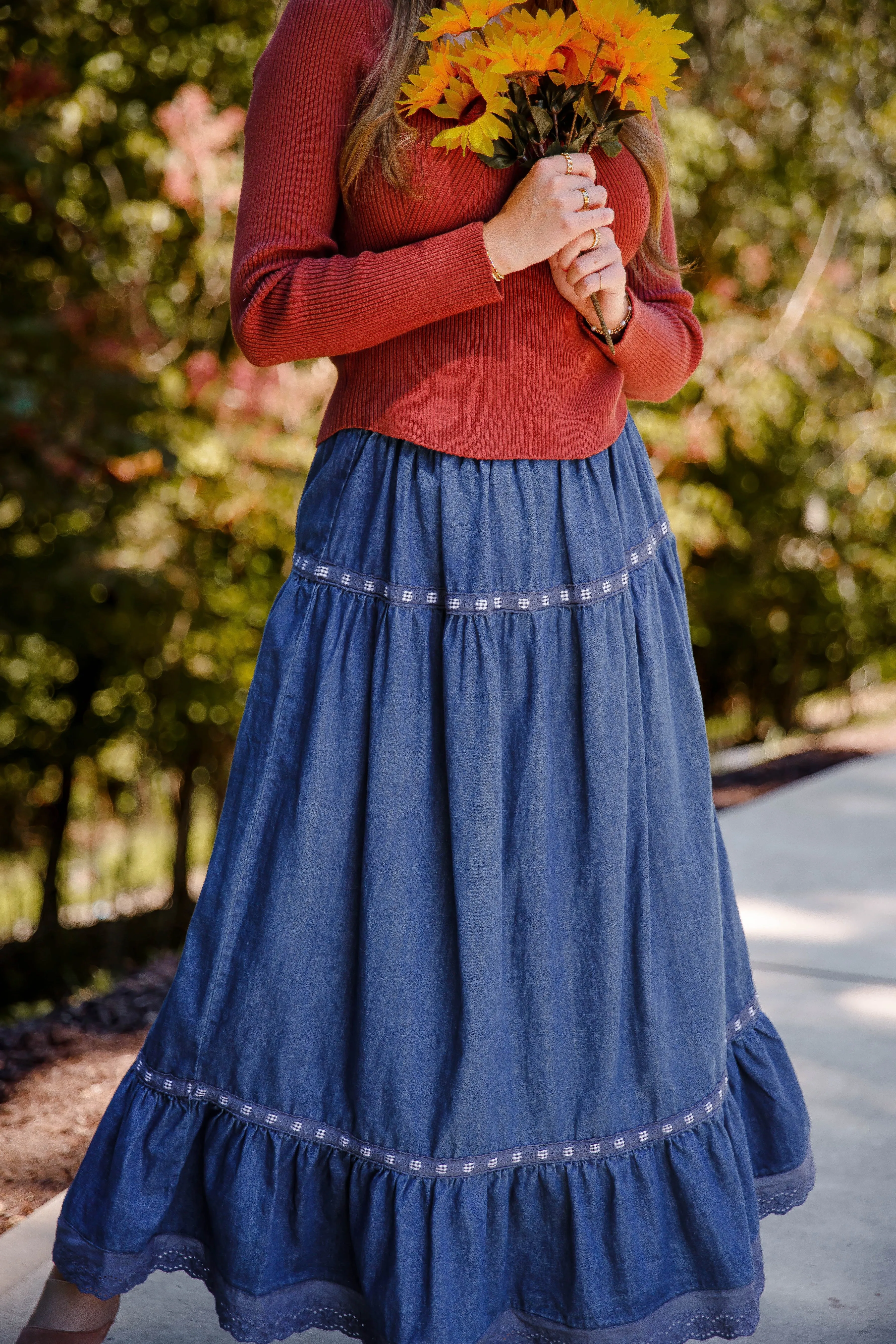 Comfortable Fabric Just A Dream Denim Maxi Skirt