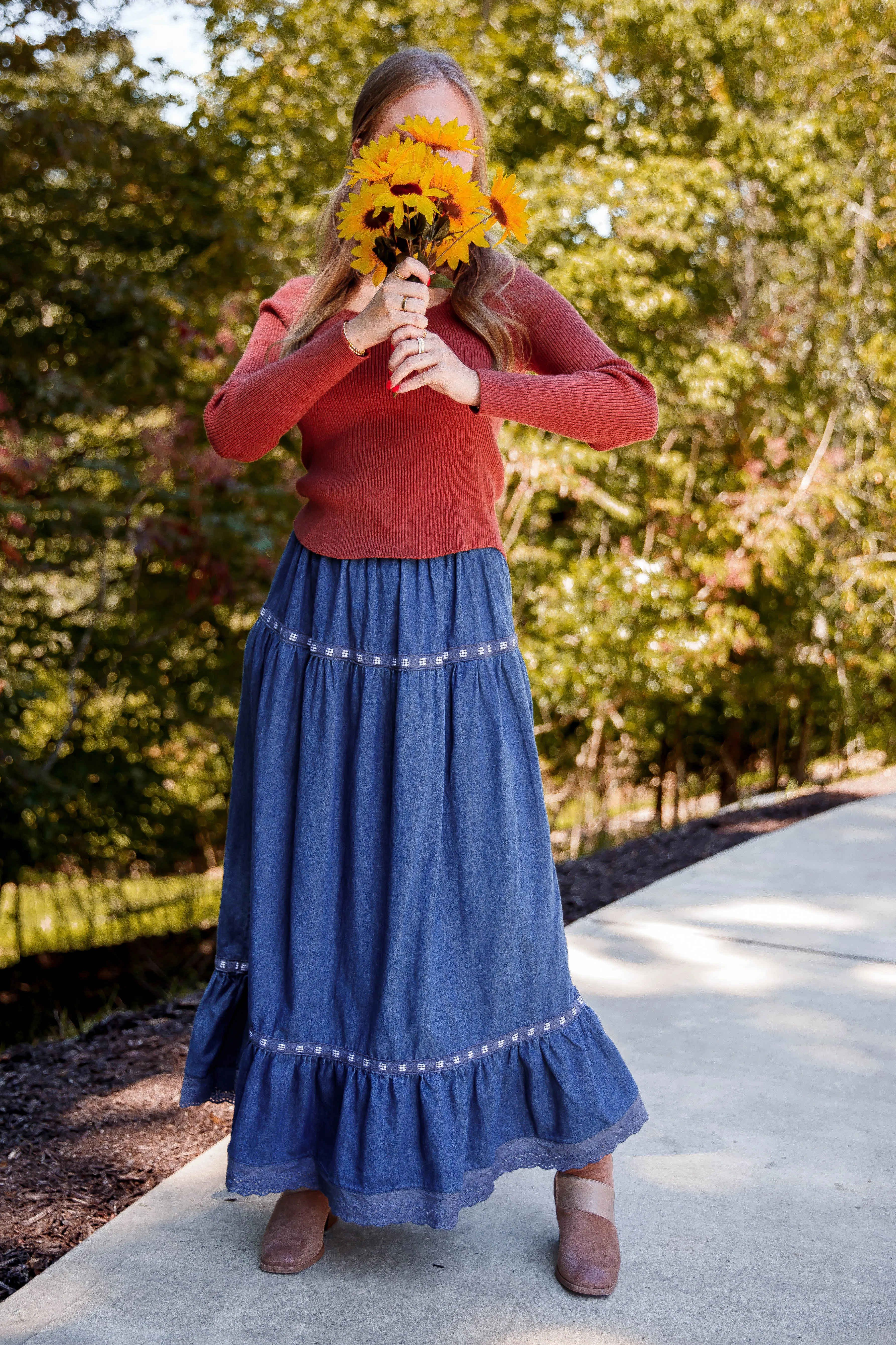 Just A Dream Denim Maxi Skirt Body Friendly