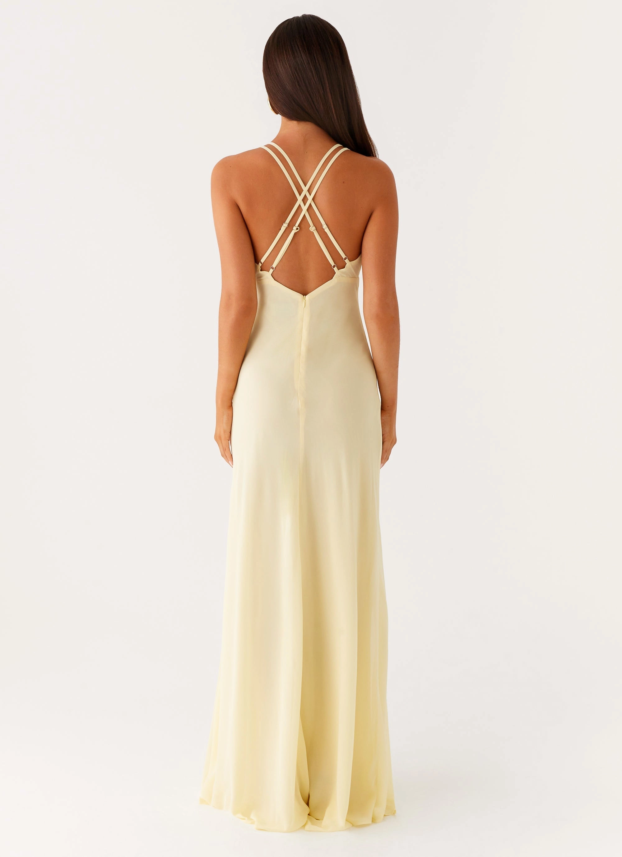 Kacia Maxi Dress - Lemon Side Slit