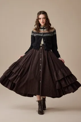 Kaite 18 |ruffled maxi wool skirt OdorResistant Treatment All Over Print Technique