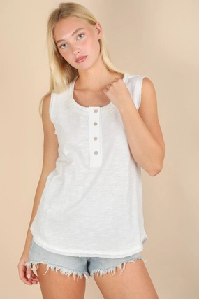 Loose cut ElasticTrimming Karly Solid Knit Sleeveless Comfy Top