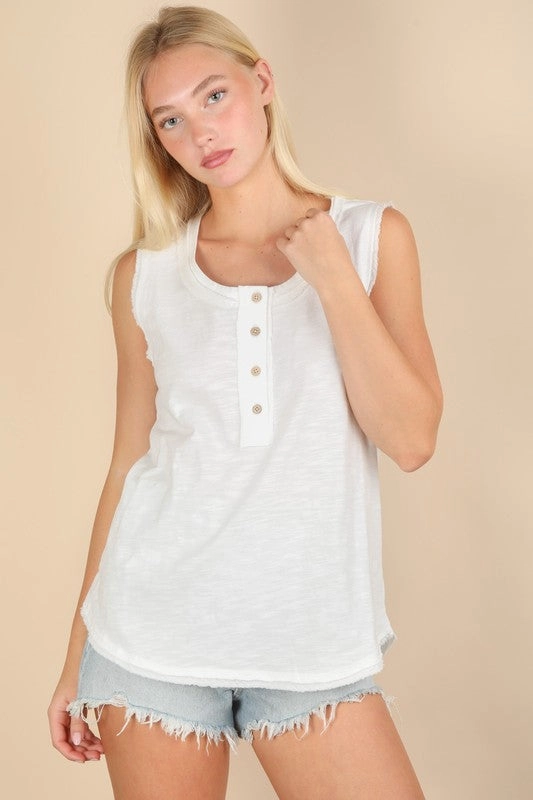 Loose cut ElasticTrimming Karly Solid Knit Sleeveless Comfy Top