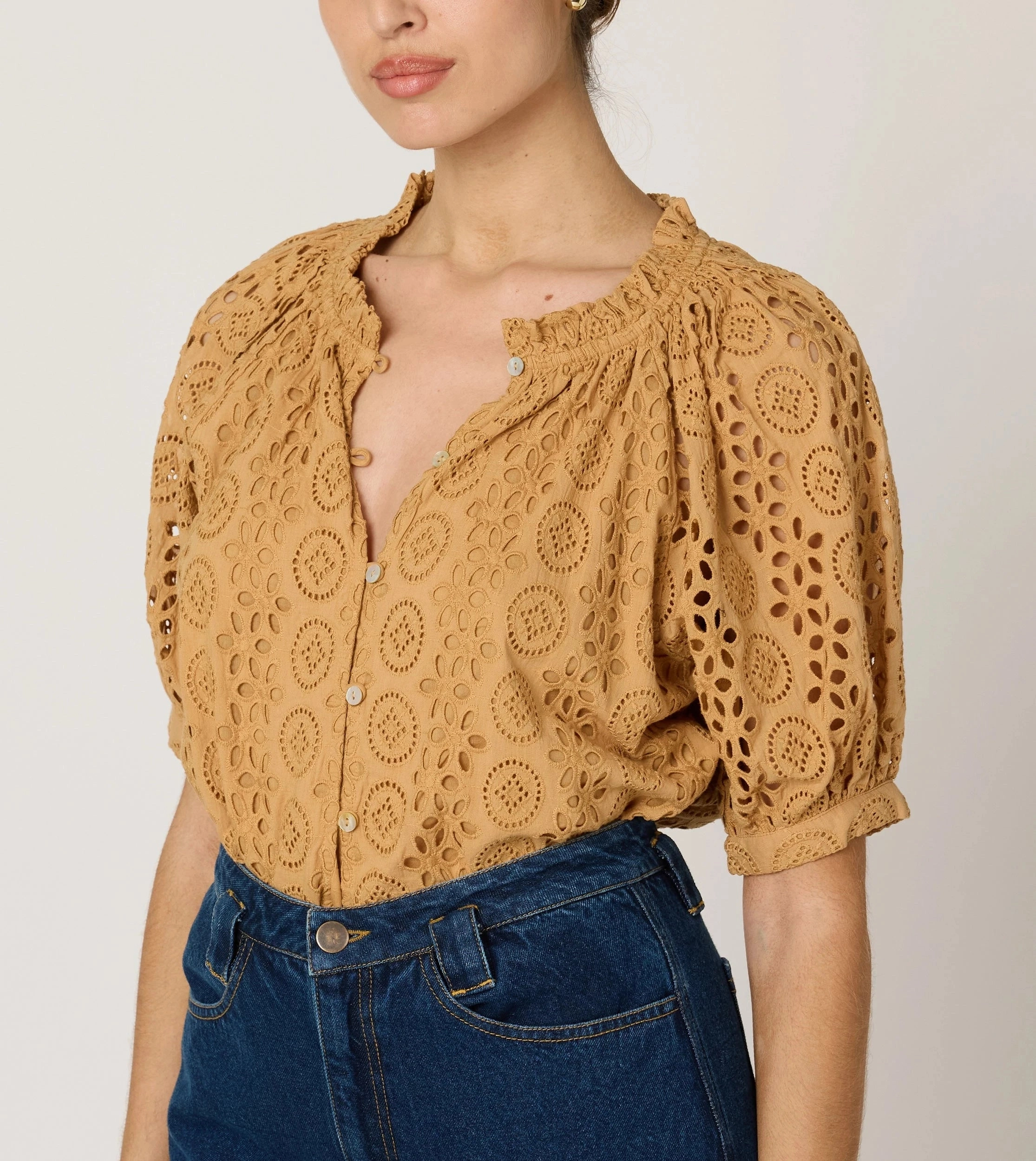 Kate Blouse | Wheat Drop Shoulder Cut Non Irritating Seams